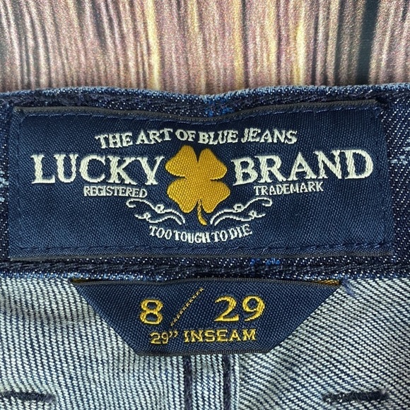 Woman’s Lucky Brand Sofia Skinny Blue Jeans W/ Light Blue Print- Size 8/29 - Picture 4 of 10